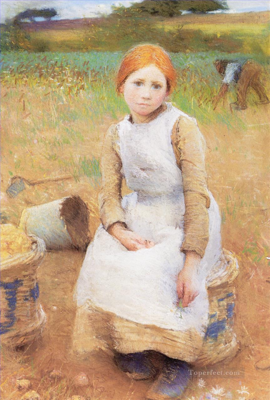 Little Rose modern peasants impressionist Sir George Clausen Oil Paintings
